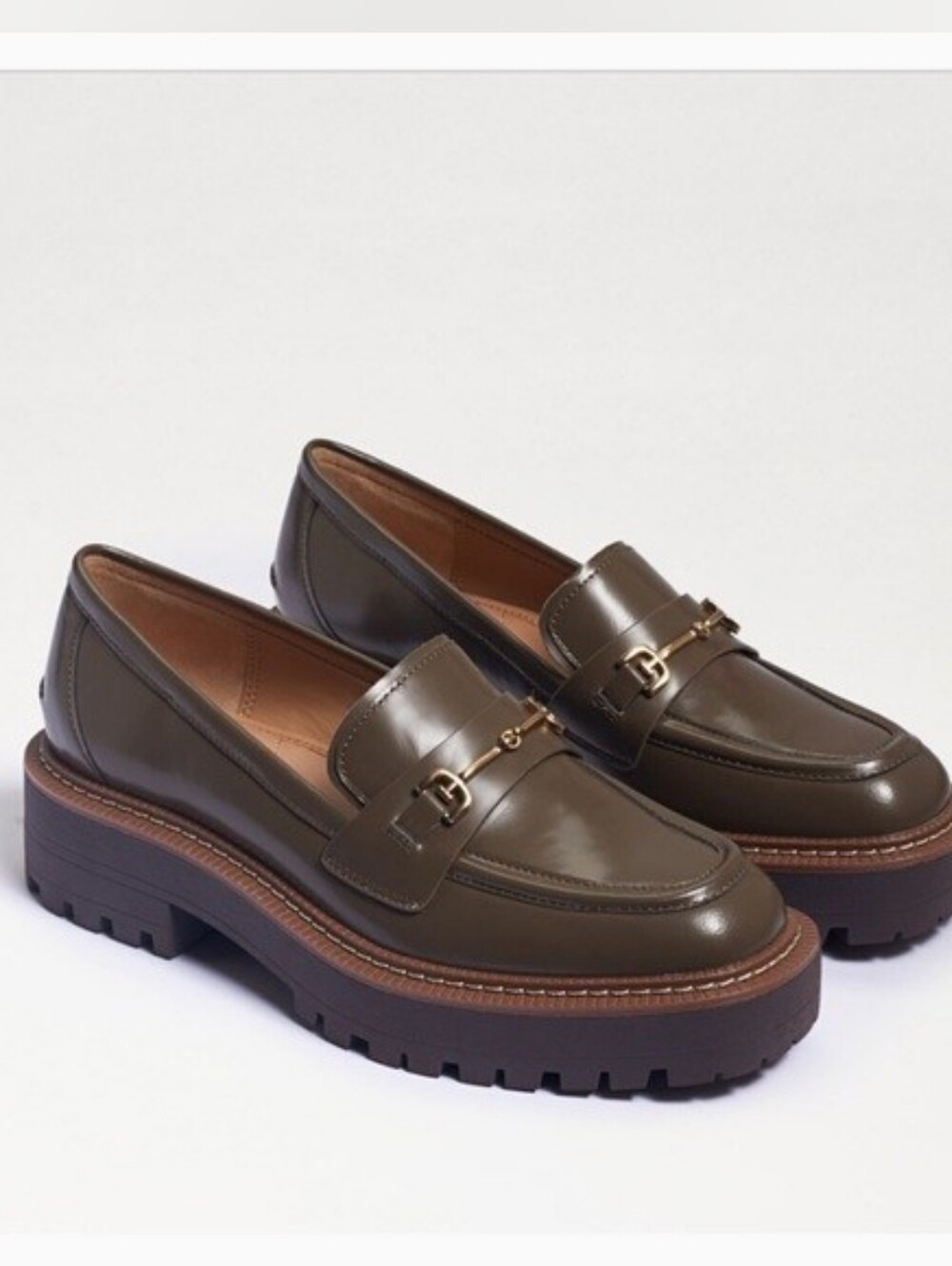 Sam Edelman Laurs Olive Green Lug Sole Loafers